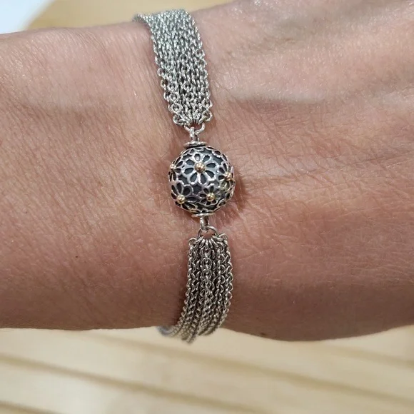 Pandora Multi-Chain Bracelet with Charm/Clip - Picture 2 of 4